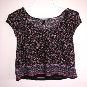 floral scoop neck crop top